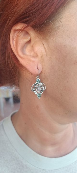 Pendientes Plata con Piedras Rosa
