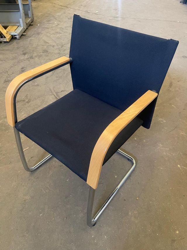 Silla oficina, sala de espera negra madera 3 unid