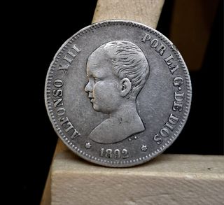 2 Pesetas de Alfonso XIII, 1892 *92.