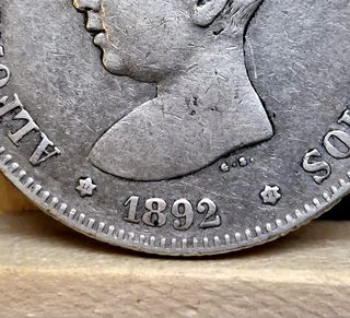 2 Pesetas de Alfonso XIII, 1892 *92.