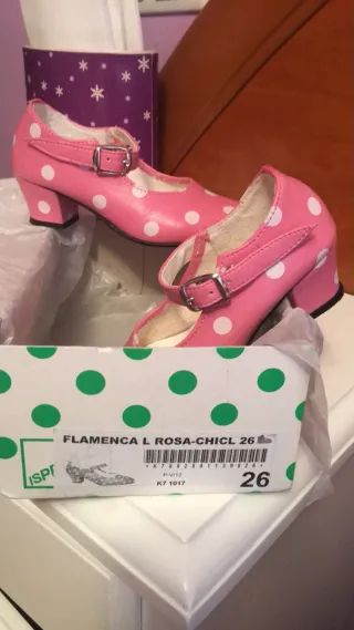 Vestido niña flamenco rosa lunares