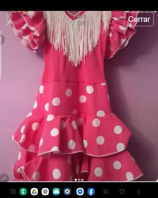 Vestido niña flamenco rosa lunares