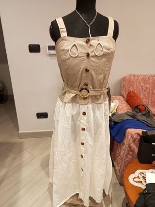 Vestito beige e bianco tg M