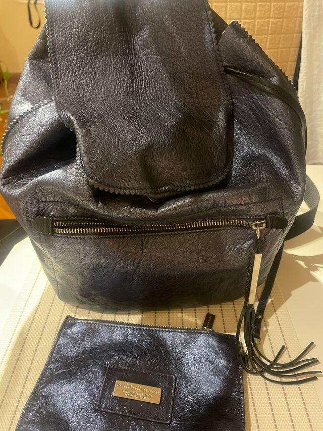 Mochila Baldinini cuero azul metalizado