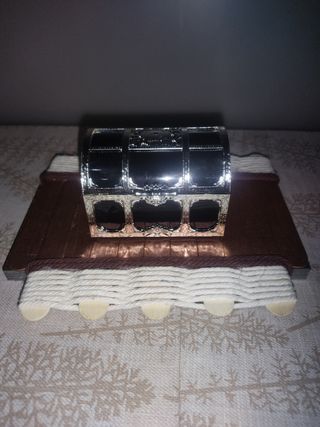 2 mini cassapanche decorative con base in legno per bambini