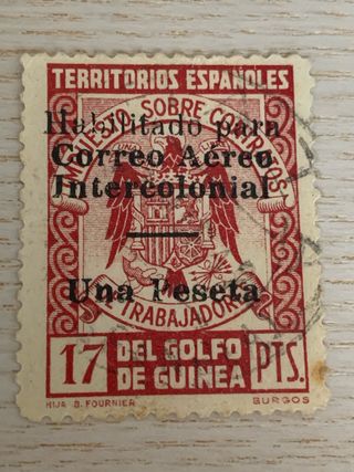 Guinea Española 1941 17 pesetas resello 1 peseta 