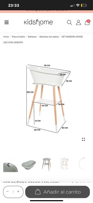 Bañera bebé Jou Sense Led con patas