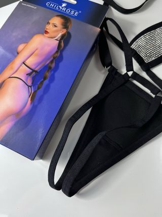 Bikini CHILLROSE negro con pedrería - Talla S