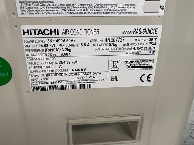 Hitachi 2x1 Cassette 4 Vías Aire Acondicionado