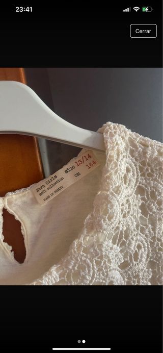 Vestido Zara niña blanco - Talla S 13-14