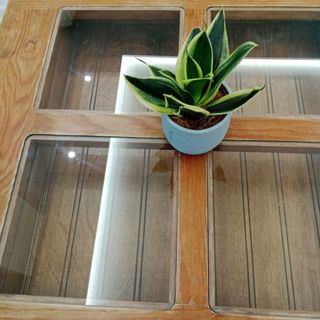 Mesa centro madera - 4 cristales