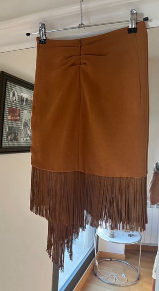 Mini Falda Zara flecos mostaza 