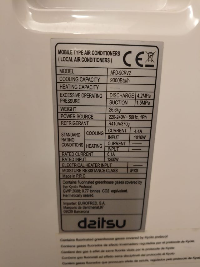 Aire acondicionado Daitsu APD9CRV2