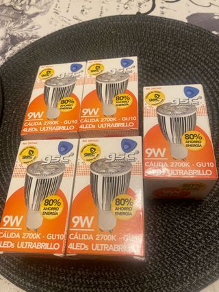 5 focos LED 9W GU10 Ultrabrillantes NUEVAS