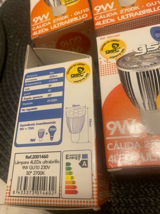 5 focos LED 9W GU10 Ultrabrillantes NUEVAS
