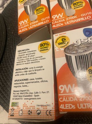 5 focos LED 9W GU10 Ultrabrillantes NUEVAS