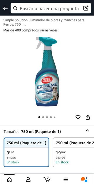 5 BOTES. Limpiadores Simple Solution de 750 ml.