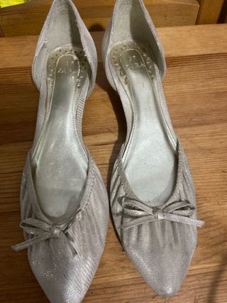 Manoletinas Zara Plata - Tacón Bajo