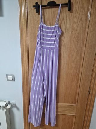 Mono rayas lila-blanco