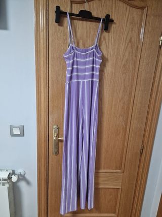 Mono rayas lila-blanco