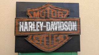 Cartel Harley Davidson madera
