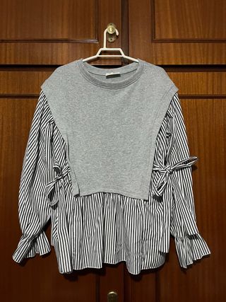 Jersey gris|Blusa rayas