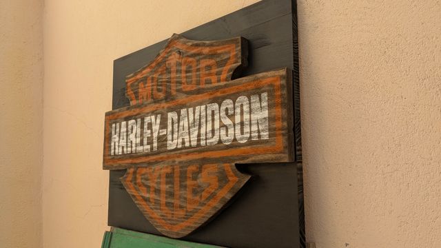 Cartel Harley Davidson madera