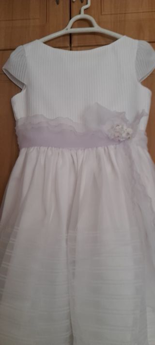 Vestido comunión niña blanco-lila