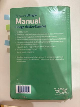Diccionario Manual Griego. Griego clásico-Españ...