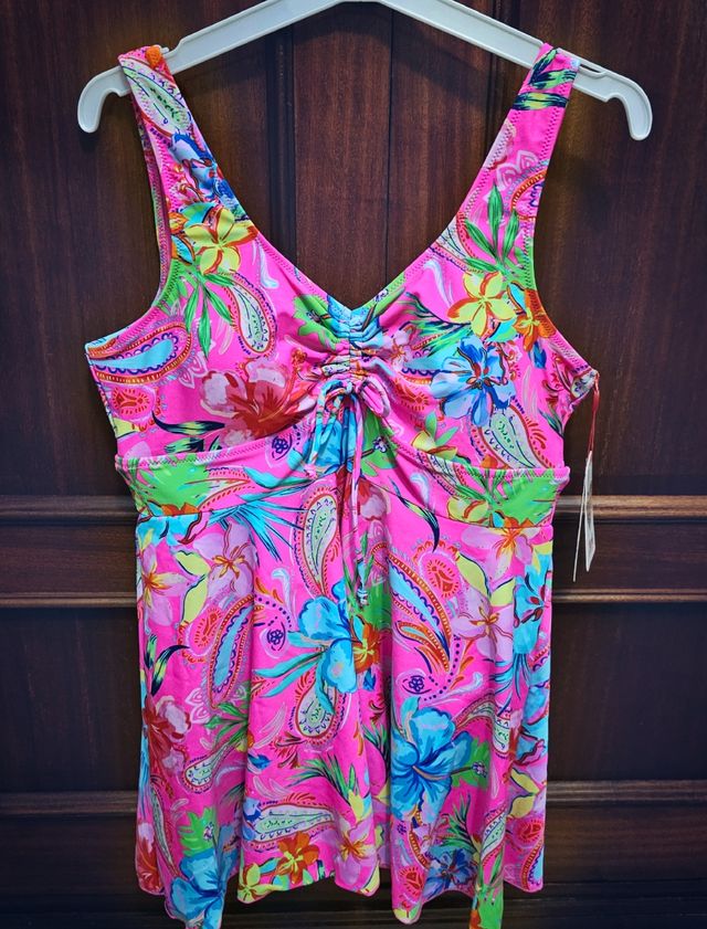 Bañador Vestido Flores Rosa