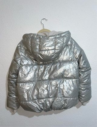 Cappotto trapuntato argentato per bambini per ragazze 