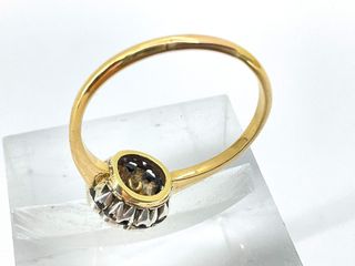 anillo oro 18k con piedra con diamante,perla