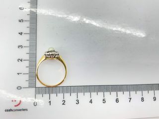 anillo oro 18k con piedra con diamante,perla