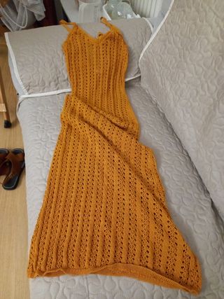 Vestito Lungo Arancione Traforato