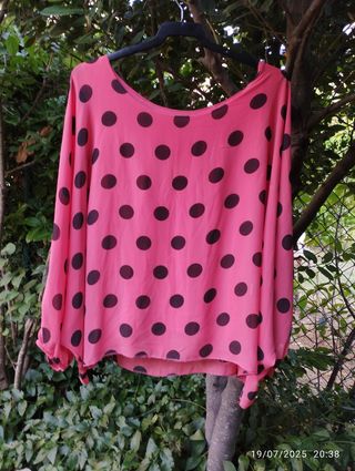 Blusa lunares rosa-negro T.44/46