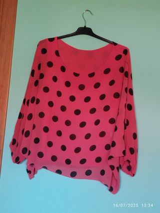 Blusa lunares rosa-negro T.44/46