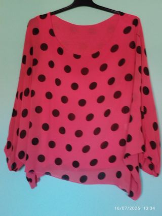Blusa lunares rosa-negro T.44/46