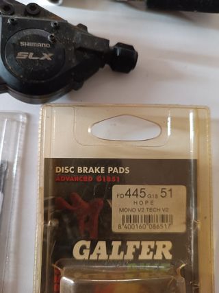 Pastillas freno Galfer + mando Shimano SLX