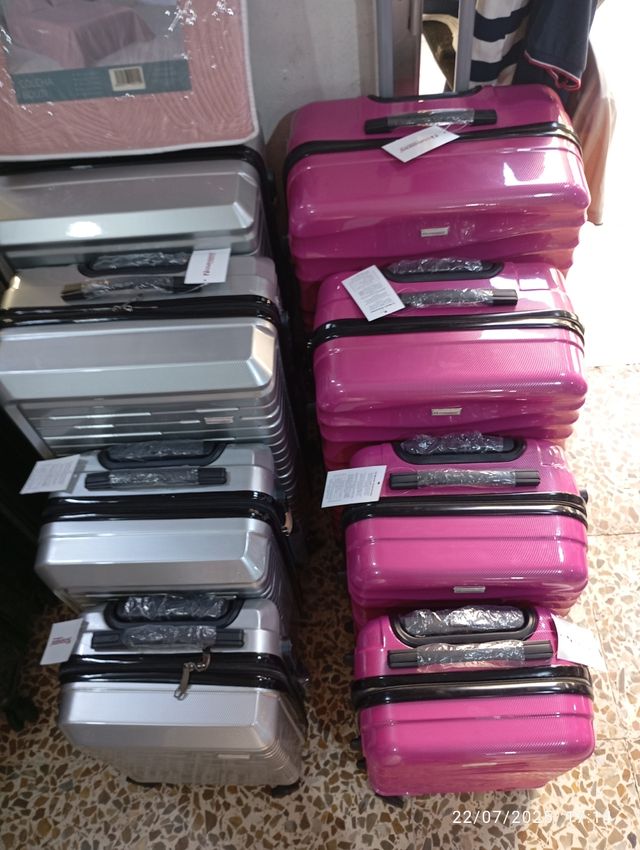 Maletas rosa y plata - Juego de 4