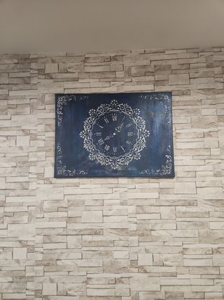 Cuadro relieve reloj azul metalizado, acrílico 