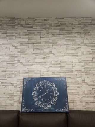 Cuadro relieve reloj azul metalizado, acrílico 