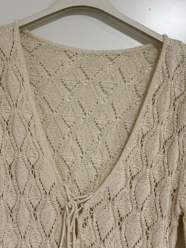 Vestido crochet beige