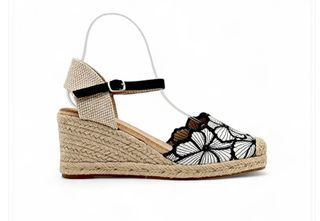 Zapatos cuña esparto- negro