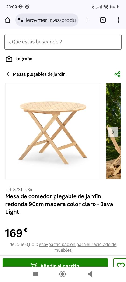 Mesa jardín-terraza madera