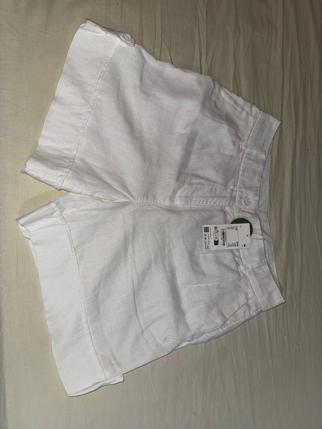 Shorts lino blanco - M