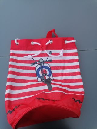 Mochila saco rayas rojas y blancas