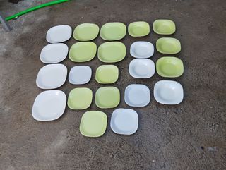 Vajilla 20 piezas: verde y blanca