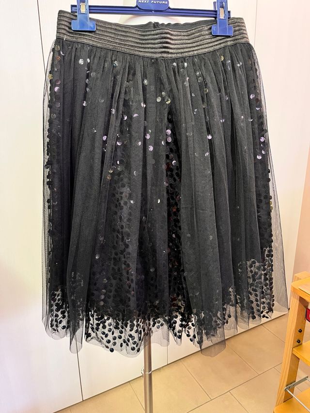 Gonna tulle paillettes nera
