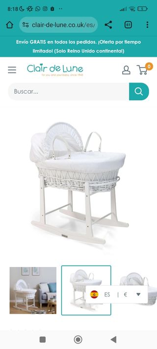 Cuna Moisés mimbre blanco