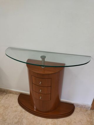 Consola madera-cristal, estado impecable